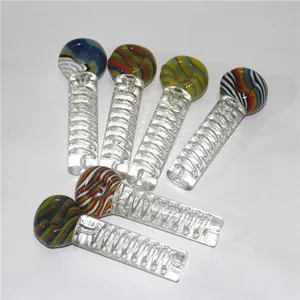 Glass Freezable Coil Spoon Hand Pipe wholesale with glycerin smoking pipes tobacco pipe bong glass ash catcher
