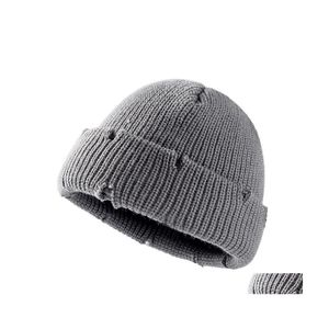 Beanie/Skull Caps Fashion Winter Hole Cappelli per donna Uomo Berretti caldi lavorati a maglia Cappello da padrone di casa Cool Street Wear Beanie Hip Hop Girls Boy Otv7F