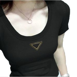 Classic Fashion Womens Polos Short Sleeved t Shirt Summer Street Beach Casual Comfortable Breathable Women Knitted T Shirt Top Round Neck Triangle Logo