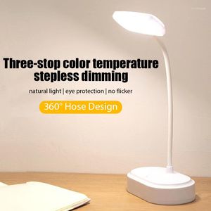 Lâmpadas de mesa Lâmpada LED Lâmpada de lâmpada Proteção Touch 3 colorido de cores Dimmable Bedroom Bedido de cabeceira USB Carregável 360 ° Luz de leitura flexível