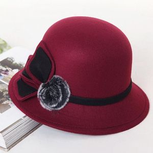 Geizige Krempe Hüte XdanqinX 2023 Stil Frühling Herbst Mode frauen Hut Retro England Warme Fedoras Edle Elegante Blume Dekoration weibliche