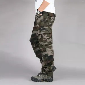 Calças masculinas em homens camuflagem carga ao ar livre múltiplos bolsos macacões calças de tamanho grande jogging sweatpants tático pano278j