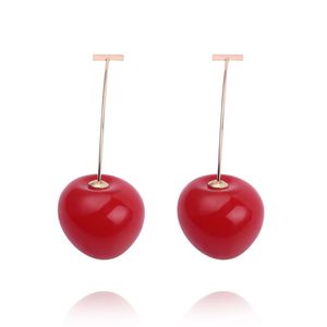 Dangle Earrings Resin Cute Romantic Round Women Red Cherry Fruit Bohemian For Drops & Chandelier