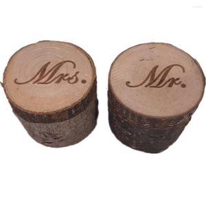 Gift Wrap 2Pcs Personalized Rustic Wedding Wooden Ring Box Jewelry Trinket Storage Container Holder Custom Rings Bearer Blank DIY