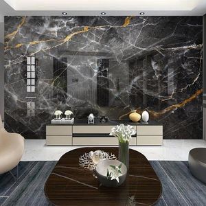 Wallpapers Custom Po Black Marble Mural Wallpaper For Walls 3D Living Room Sofa TV Background Wall Waterproof Canvas Painting