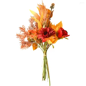 Decorative Flowers Fall Bouquet Flower Autumn Fake Artificial Bouquets Floral Wedding Harvest Branch Faux Decor Centerpieces