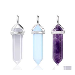 Pendant Necklaces Mix Natural Stone Hexagonal Prism Crystal Quartz Point Charm Chains For Women Mens Fashion Jewelry In Bk Drop Deli Otpho