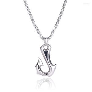 Pendant Necklaces Trendy Men's Jewelry Punk Stainless Steel Fish Hook Shape Necklace Hip Hop Rock Accessories Male Gift PD0875Pendant Mo
