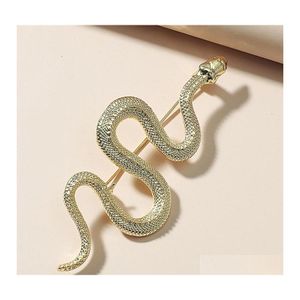 Pins Brooches Pins Fashion Unique Design Gold Color Snake Women Men Lady Luxury Metal Animal Brooch Party Casual Jewelry Gifts 1905 Dhs1Z