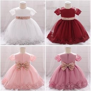 Girl Dresses 0-18m Baby Girls Birthday Party Princess Lace Dress Fashion Sequin Bow Embroidered A-Line Formal For