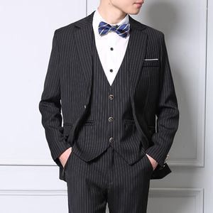 Men's Suits Latest Coat Pant Design Mens Stripe Wedding Groom Tuxedos Formal Business Casual Work Wear (Blazer Pants Vest)