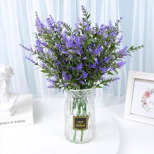 Flores decorativas 3pcs flor artificial plástico lavanda falsa planta de casamento decorações de buquê de noiva