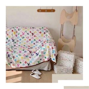Blankets 150X200Cm Soft Blanket Fashion Brand Travel Portable Coral Fleece Gift For Party Wedding Christmas With Box Drop De Dh3Du