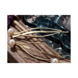 Fermagli per capelli Barrettes Accessori stile occidentale per le donne Gioielli di moda Atmosferica Perla sintetica Tornante Clip Copricapo Pin femminile Dhdaj