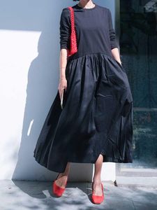 Vestidos casuais boho inspirado vestido preto algodão de manga longa etono inverno para mulheres o-gola ladies streetwear tobe feminino