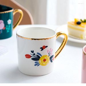 Tassen Untertassen 350 ml Nordic Tassen Kaffee Keramik Stil Büro Gold Griff Becher Haushalt Milch Tee Tasse Trinkgeschirr