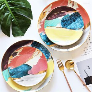 Plates Nordic Painting Colorful Cloud Phnom Penh Ceramic Salad Plate Porcelain Cake Snack Dessert Kitchen Steak Dish Dinnerware