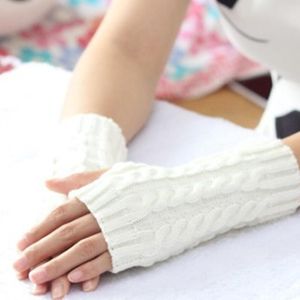 Sporthandskar kvinnor stilfull hand varmare vinter arm virkning stickning faux ullmitten varm fingerfri handskar gants femme