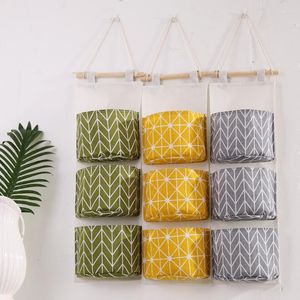 Storage Boxes Creative Linen Fabric Hanging Bag Wall Mounted Closet Organizer Bags Waterproof Home Kitchen Bathroom Tool