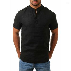 Men's T Shirts Style T-Shirt Male Linen Casual Solid Short Sleeve Summer Breathable Top Plus Size 4 Colors