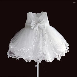 Mädchen Kleider Marke Baby Rosa Weiße Perle Schleife Party Festzug Kleid Kleine Kinder Kinder Für Hochzeit Größe 6M-4T