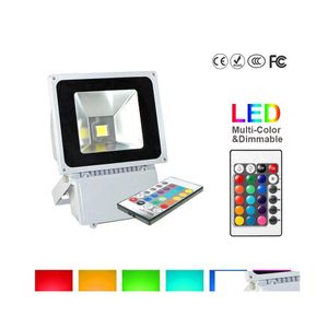 Floodlights 100W Rgb Led Colors Change Outdoor Flood Lights Wall Lamp Waterproof Add 24Keys Ir Remote Control Drop Delivery Lighting Otjel