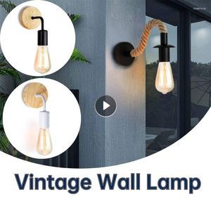 Vägglampa vintage ljus stativ nordisk trä e27 220v inomhus loft utomhus korridor retro lampor industriell sconce sängplats