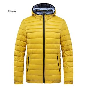 Parka da uomo in piumino da uomo con cappuccio in tinta unita casual spesso caldo cappotto streetwear moda invernale capispalla giacche da uomo antivento