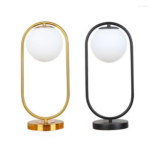 Bordslampor modern nordisk guld svart led glas boll skrivbord ljus belysning för studie sängen sovrum kontor studio hem dekoration