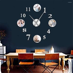 ウォールクロックDIY大きな時計カスタムPO装飾リビングルーム画像ファミリーフレームパーソナライズされた画像
