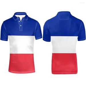 Polos masculinos France Youth DIY Free Free Nome Number Fra Polo Shirt Flag da nação Marianne French Print Word fr facle