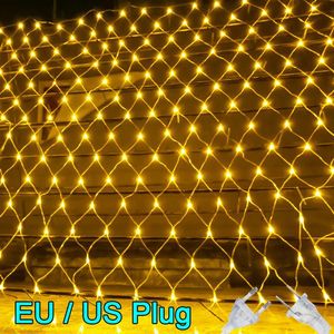 Strings LED Net Curtain Mesh Fairy String Light Christmas 3x2m 192Led Party Wedding Year Garland Outdoor Garden Decoration Tail Plug