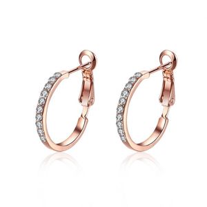 Hoop Earrings High Quality Rose Gold Color Small For Women Round Circle Female Fashion Jewelry PE389 & Huggie