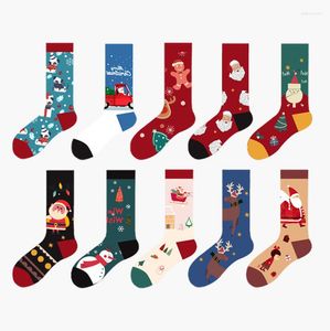 Men's Socks 1 Pair Happy Mens Christmas Gift Sock Womem Novelty Cartoon Combed Cotton Funny Harajuku Jacquard Sokken Meias