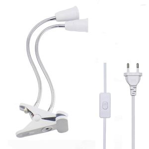 Table Lamps EU US Plug 360 Degrees Flexible Desk Lamp Holder E27 Base Light Socket Gooseneck Clip-On Cable With On Off Switch For Home Plant