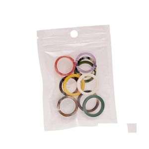 Ringos de banda resina mticolor para mulheres acrílico mix de mármore padrão anel de coloração meninas doces jóias presentes 10pcs/conjunto entrega de gota ots2w