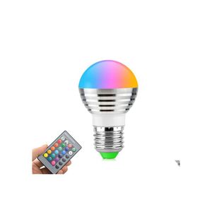 LED -glödlampor 5W RGB BBS Light E27 E26 E14 Lights RGBW RGBADDWHITE LAMP AC 110240V Lägg till 24Keys IR Remote Control Drop Delivery Lighting Otgabab