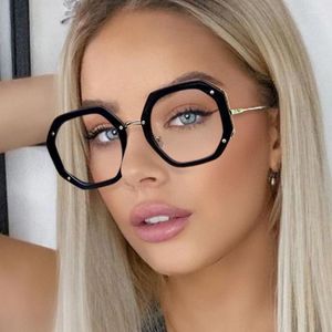 Sunglasses Frames Retro Optical Eyeglasses Leopard Glasses For Women Rivet SquareSpectacles Frame Blue Light Blocking Computer