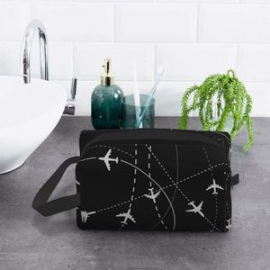 Cosmetic Bags Pilot Aircraft Night Flight Routes Makeup Bag Travel Organizer Kawaii Air Traffic Controllers Storage Toiletry272z