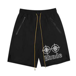 2023 Nya män shorts nordamerikanska high street varumärke Rhude Summer Sports Leisure Letter Print Biber Loose Multi-Pocket nylon