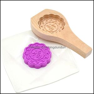 Pişirme pasta aletleri 5 tarzı ay pastası kalıbı diy mooncake plastik pul plazörler mod mod mutfak fırın desenli teslimat ev bahçesi dh4ea