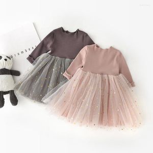 Mädchen Kleider Mababy 0-3Y Infant Born Kleinkind Kind Baby Mädchen Kleid Lange Ärmel Stricken Tüll Pailletten Für Party Geburtstag D01