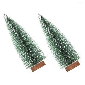 Juldekorationer träd tall minikristmas sisal träd flaska borstholiday miniatyr konstgjord snö bordsskiva frostat dekoration skrivbord