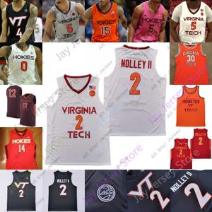 قمصان كرة السلة Custom 2022 Virginia Tech Hokies كرة السلة Jersey NCAA College David N'Guessan Lynn Kidd Alexander-Walker Finney-Smith Curry