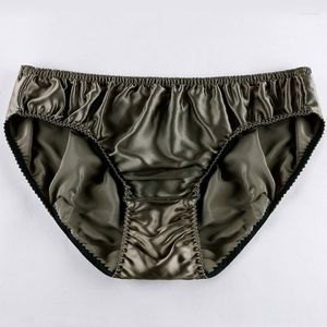 Underpants Men Silk Panties Female Ladies Seamless Underwear Comfortable Breathable Satin Briefs Sexy Pure Color Luxury
