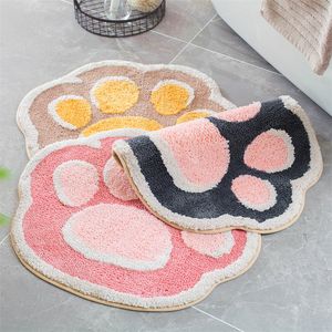 Mattbutik Cartoon Cat Paw flockade mattor Mattor hem sovrum badrum antislidsmattor absorberande fotmattor