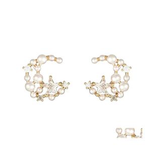 Stud Modeschmuck Exquisite Perle Zirkon Frauen Zarte Mond Pferd Niedliche Schmetterlingsflügel Tier Ohrringe Koreanisches Design Großhandel D OT6ZL