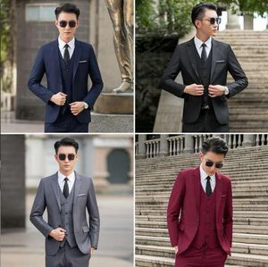 Ternos masculinos personalizados personalizados traje masculino de 4 peças de colete de colete de peças para homens versão coreana Slim Fit Fashion