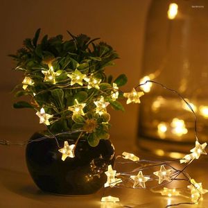 Strings LED -stjärna Fairy Light String Battery Driven Copper Wire Lights Energy Saving Night Outdoor Party Decoration