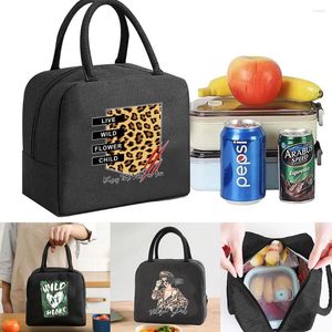 Duffel Bags Lunch Bag Kids Food Insulated Thermal For Women Picnic Portable Cooler Pouch Organizer Wild Print Waterproof Handbag